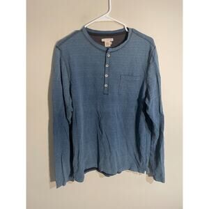 Carbon 2‎ Cobalt Shirt Mens M Blue Textured Henley L/S 1/4 Button Up 1442251